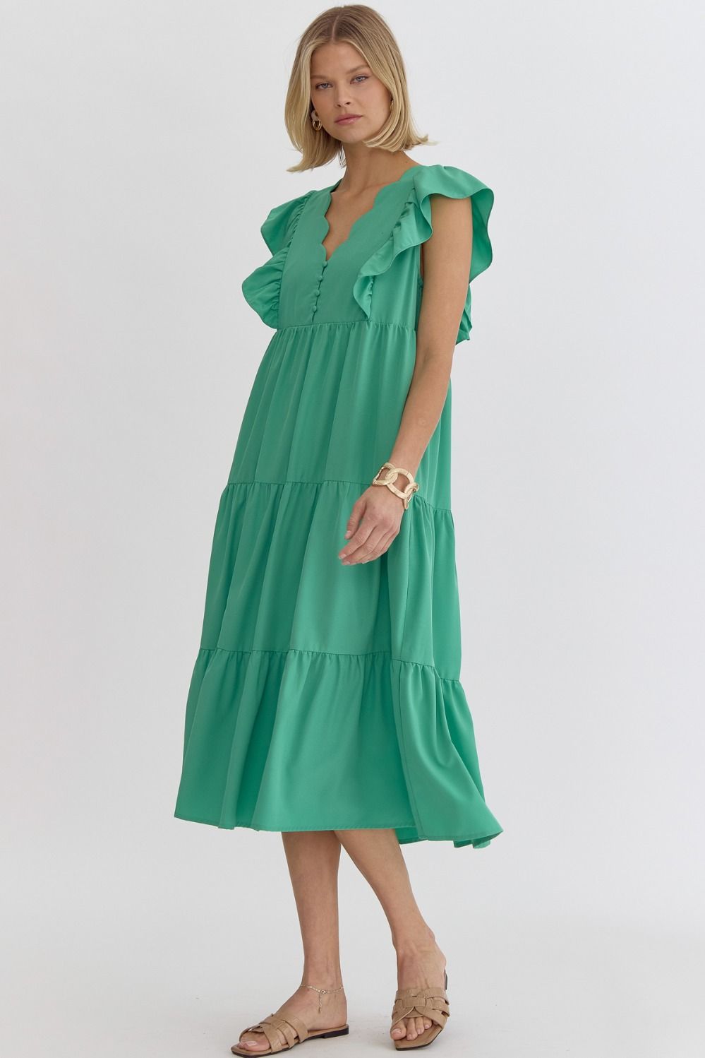 Living In The Moment Midi Dress in Green
