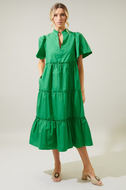 Seaside Chic Midi Dress in Kelly Green – Alpha Blush Boutique