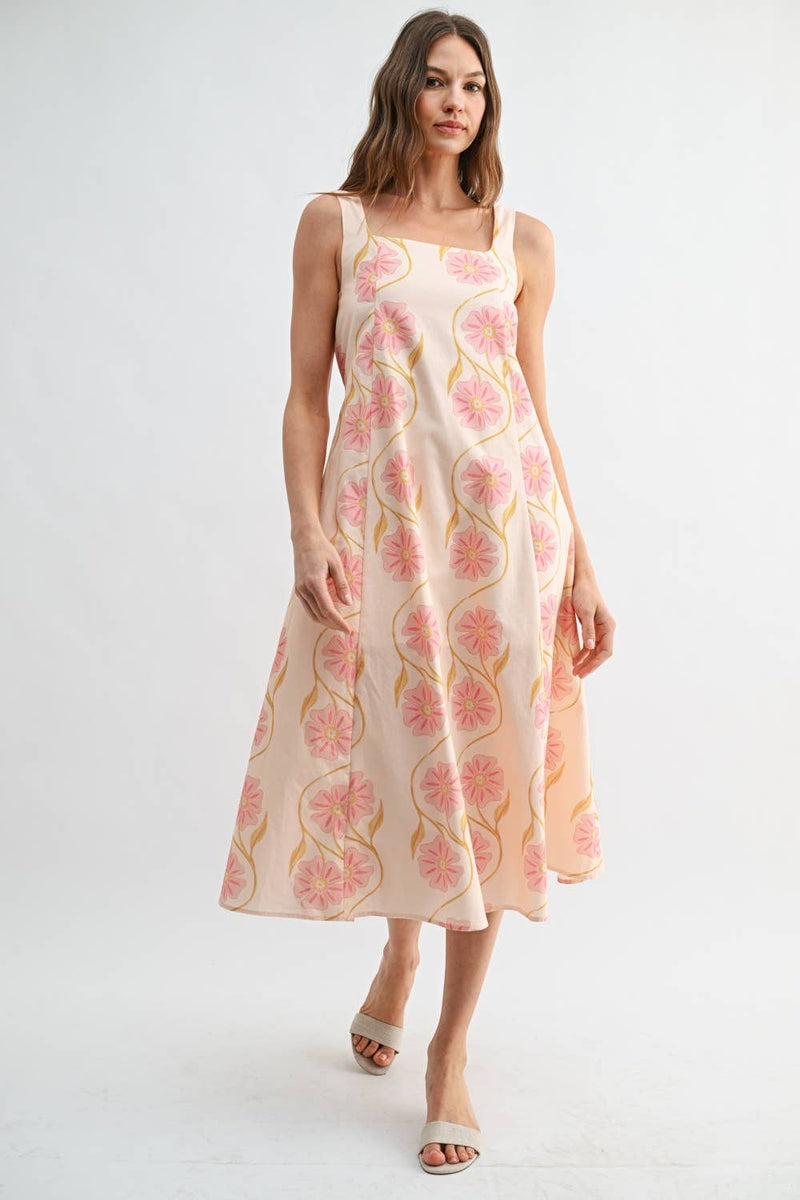 The Amy Floral Shift Midi Dress
