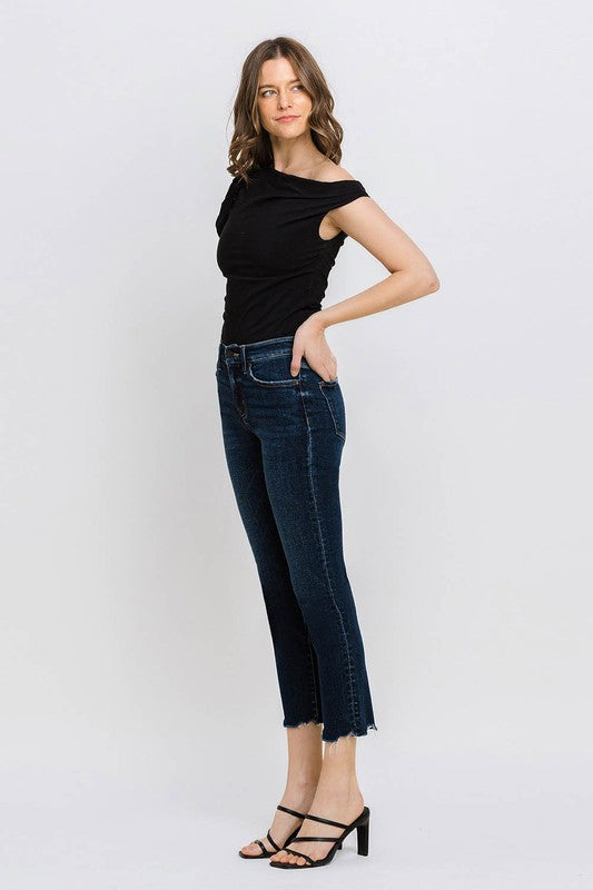 Vervet Mid Rise Crop Slim Straight Jeans - Issue Free