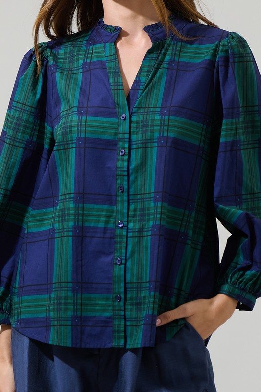 Mistletoe Kisses Tartan Plaid Top