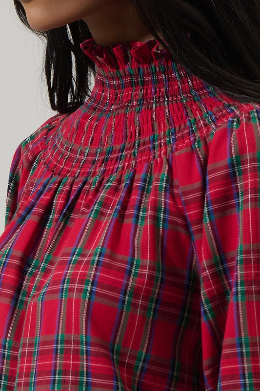 Polished Plaid Top in Red