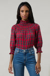 Polished Plaid Top in Red