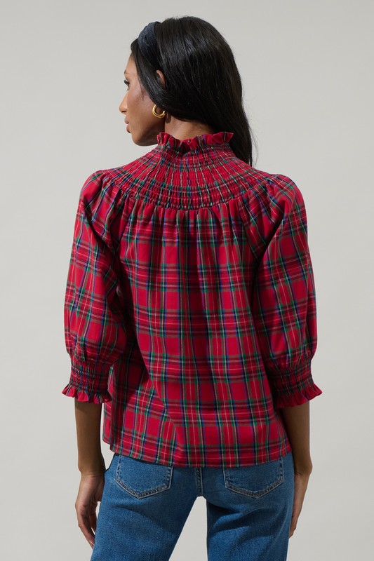 Polished Plaid Top in Red