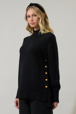 Call It Chic Button Sweater in Black