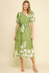 Garden Party Midi Dress in Green