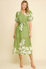 Garden Party Midi Dress in Green
