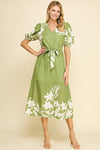 Garden Party Midi Dress in Green
