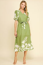 Garden Party Midi Dress in Green