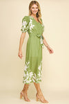 Garden Party Midi Dress in Green