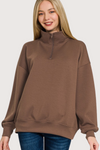 Running Errands Quarter Zip Pullover in Brown