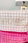 Travel Bag in Beige Plaid - XL "TRAVEL"