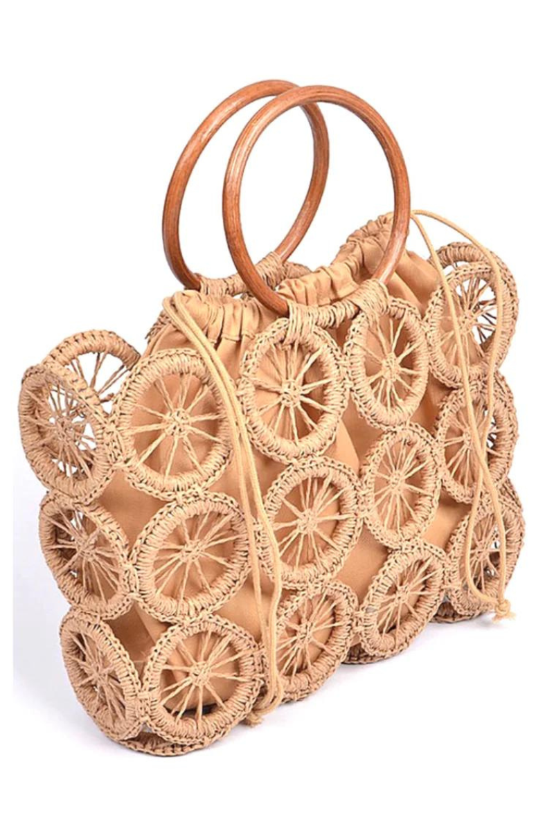 Raffia Orange Slice Pattern Tote