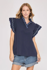 Beaufort Blues Top in Navy