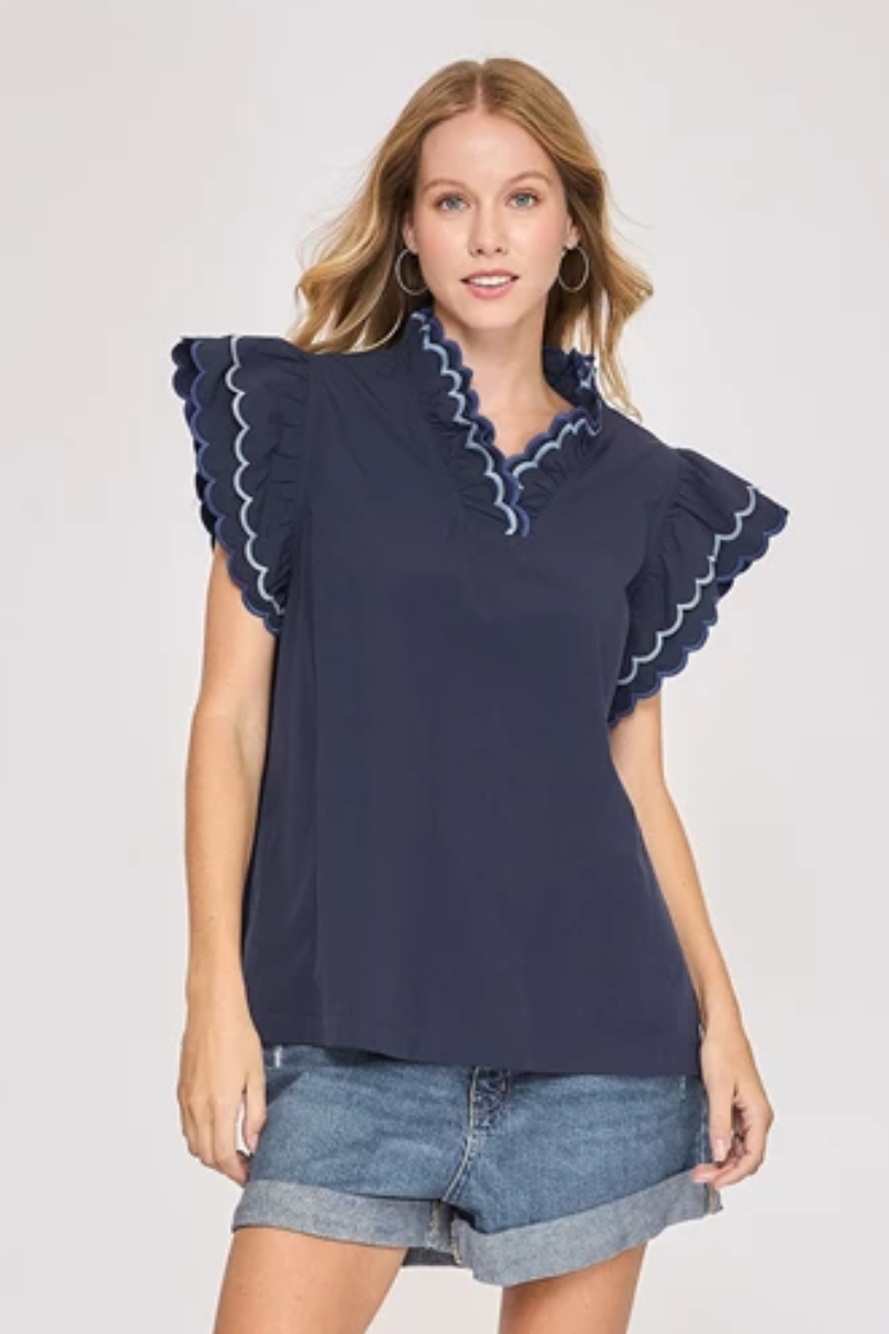 Beaufort Blues Top in Navy