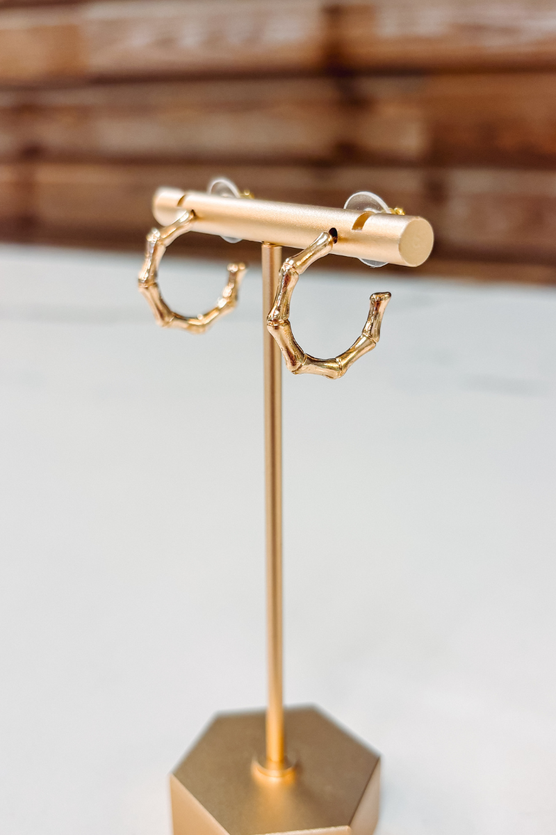Small Gold Bamboo Hoops