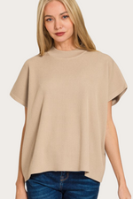 Crowd Pleaser Ribbed Knit Top in Taupe