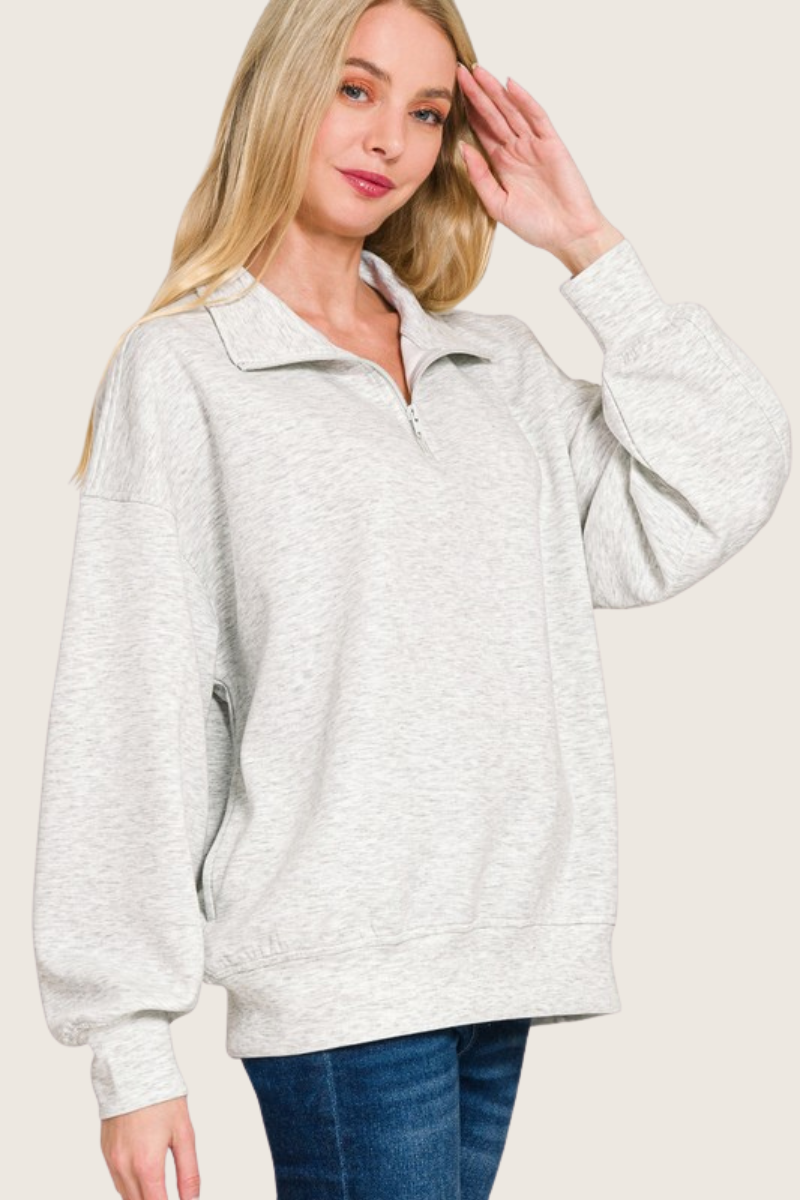 Running Errands Quarter Zip Pullover in Grey