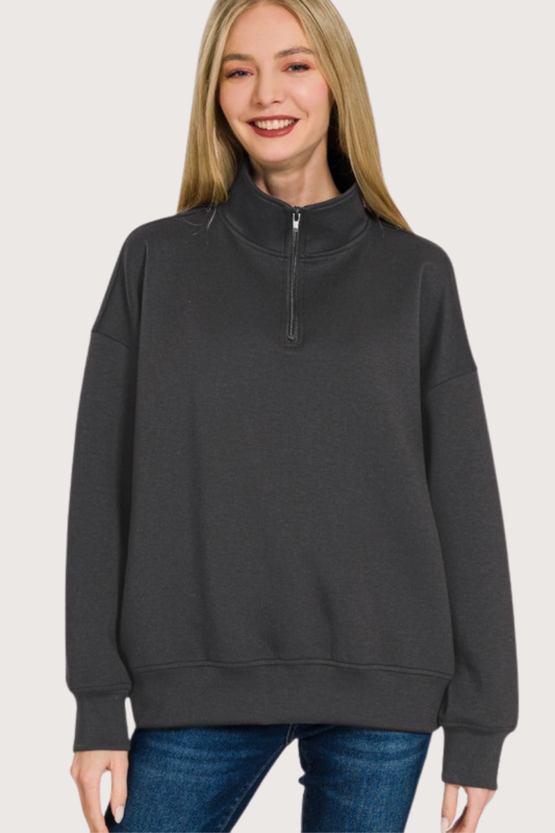Running Errands Quarter Zip Pullover in Black