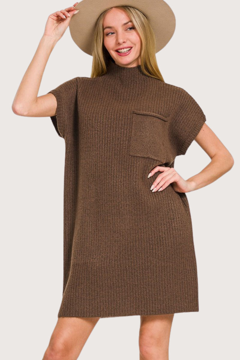 Never Looked Back Sweater Dress in Brown
