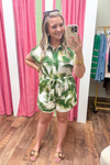 Never Coming Back Green Tropical Romper