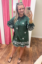 The Everly Embroidered Scallop Hem Dress