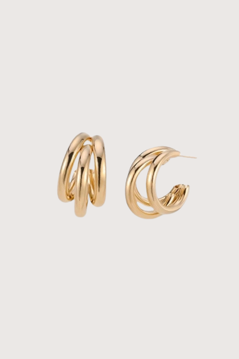 Gold Triple Petite Hoop