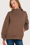 Running Errands Quarter Zip Pullover in Brown