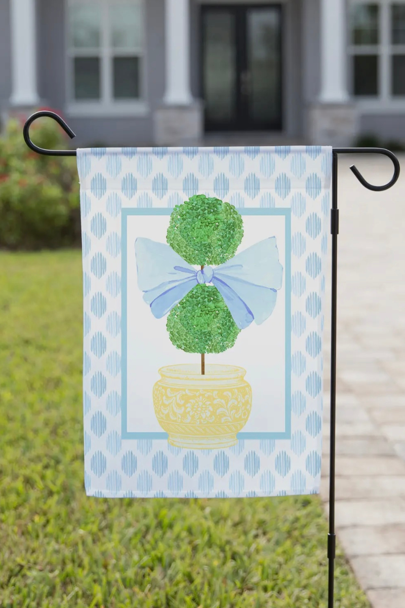 Blue Bow Topiary - Garden Flag