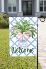 Blue Plaid Palm Tree - Garden Flag