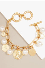 Pearls & Coins Gold Bracelet