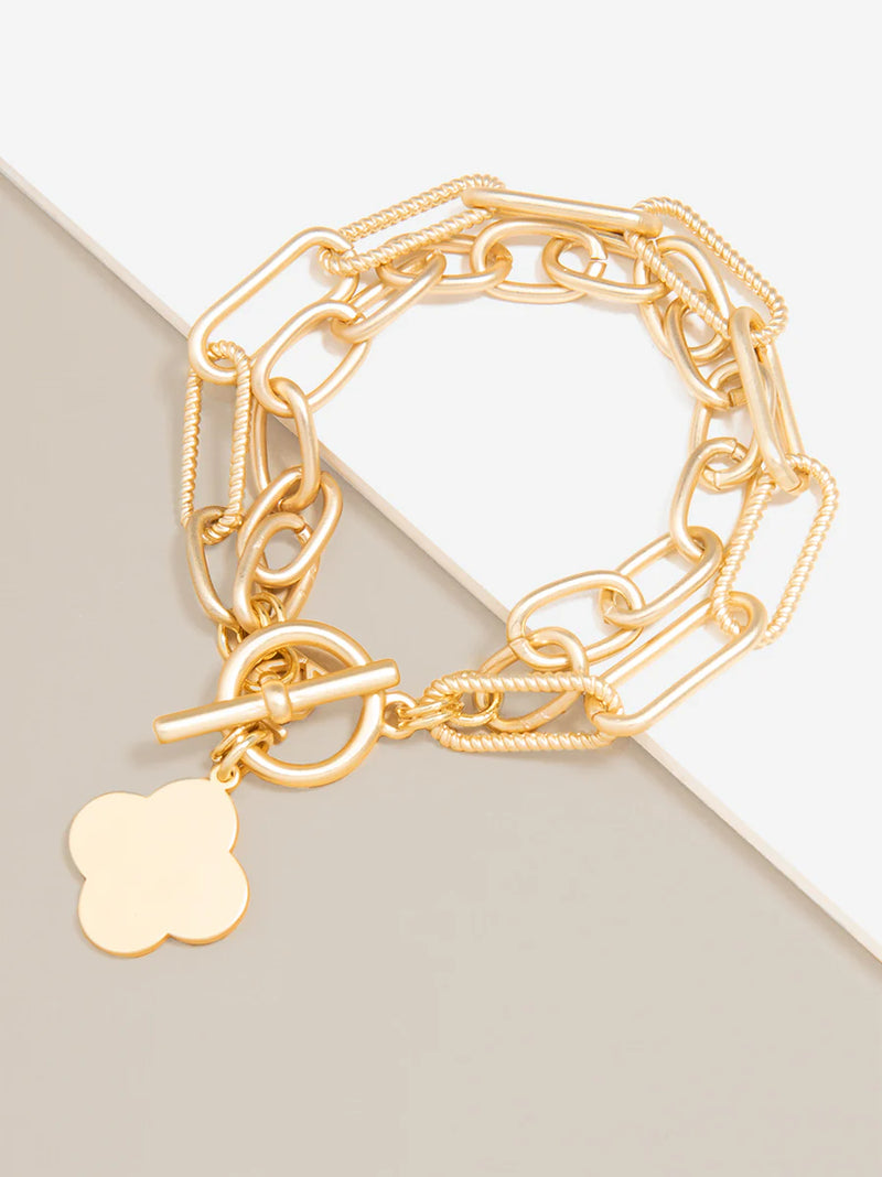 Quatrefoil Charm Cable Link Bracelet