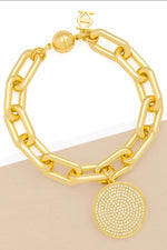 Diamond Disc Charm Link Bracelet