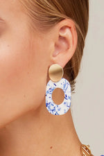 Blue Marbled Drop Earrings