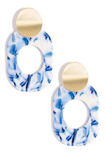 Blue Marbled Drop Earrings