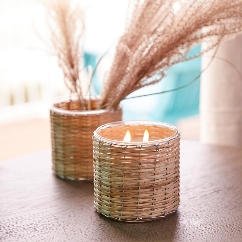 Blue Seaside Woven Candle