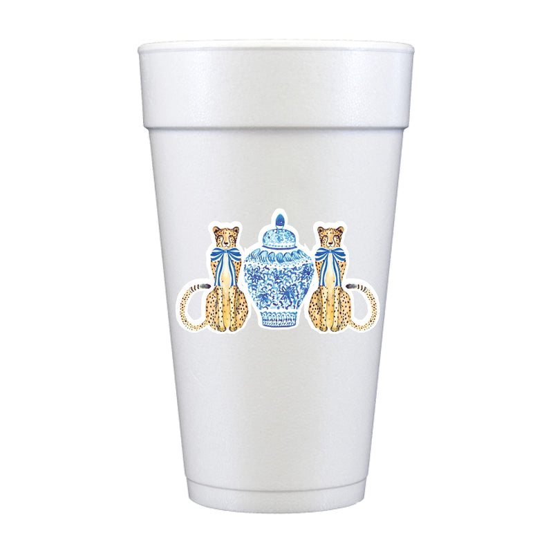 Chinoiserie Leopards Full Color Foam Cups