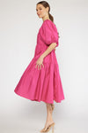 Southern Elegance Midi Dress in Hot Pink