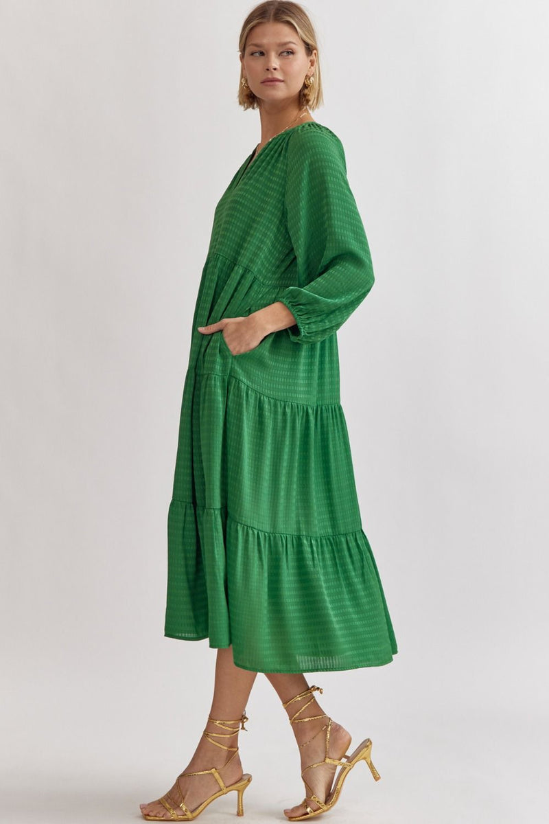 Breezy Times Shift Dress in Kelly Green