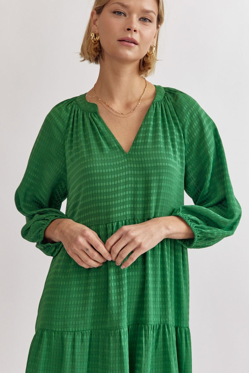 Breezy Times Shift Dress in Kelly Green