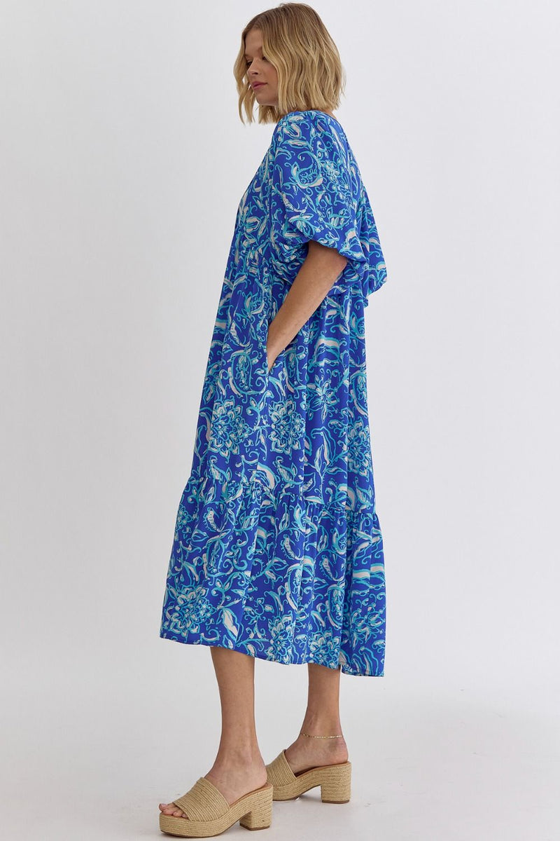 See You There Midi Dress in Blue