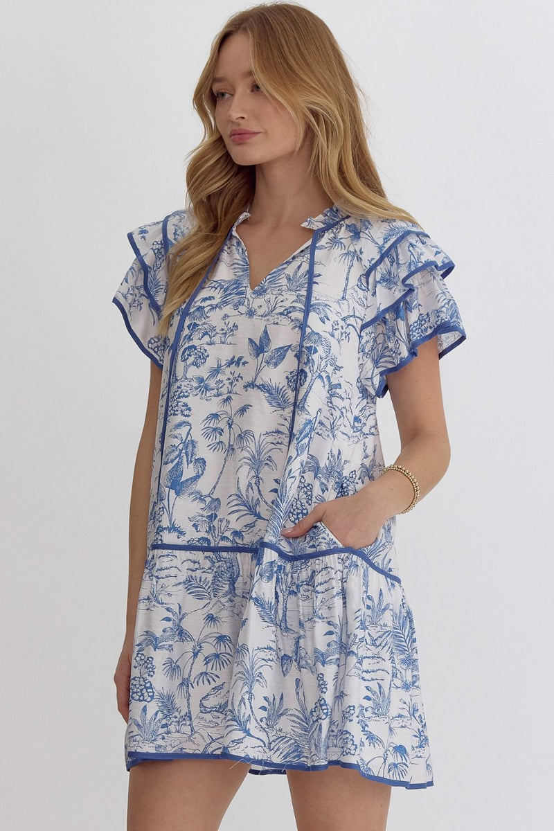 Garden Party Toile Print Dress