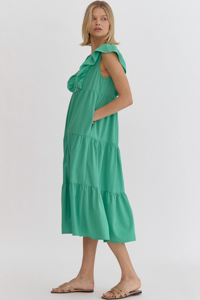 Living In The Moment Midi Dress in Green