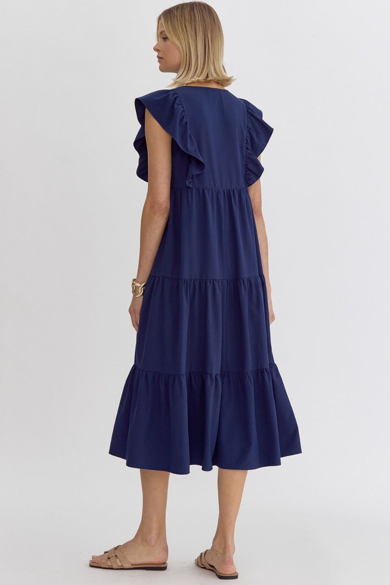 Living In The Moment Midi Dress in Navy