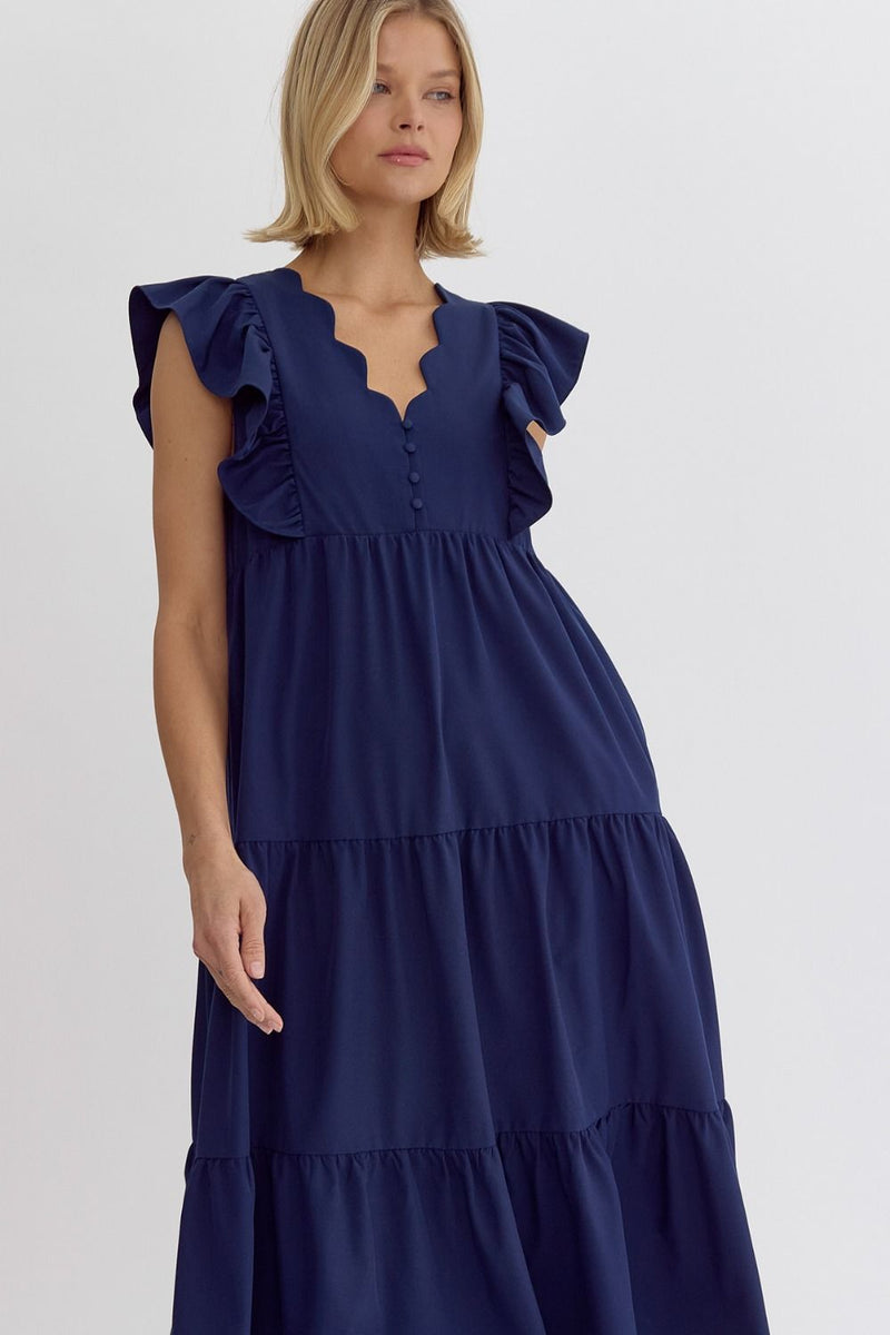 Living In The Moment Midi Dress in Navy