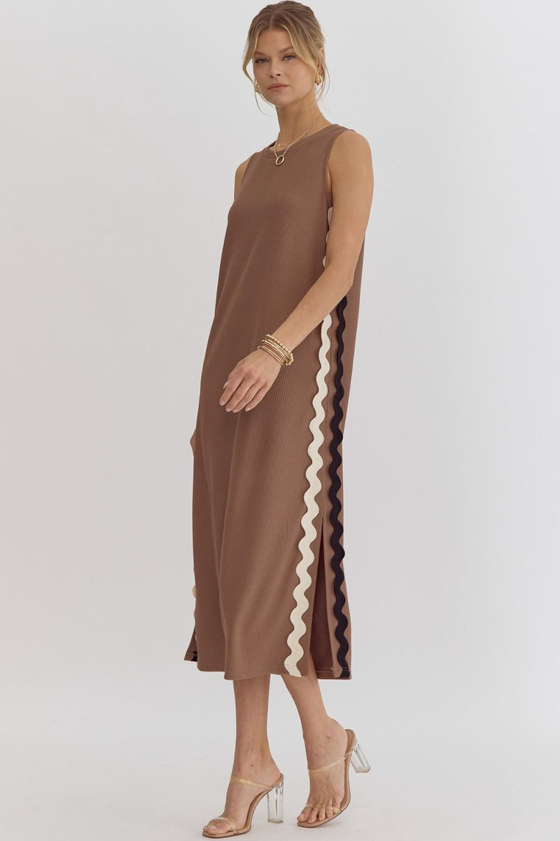 In A Dream Rickrack Dress in Mocha