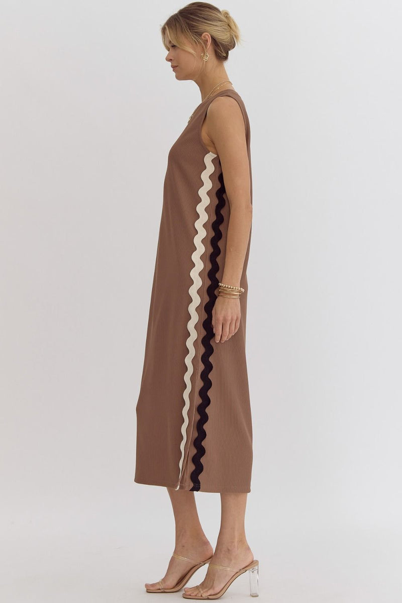 In A Dream Rickrack Dress in Mocha