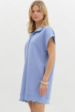 On The Go Scalloped Athletic Dress in Blue