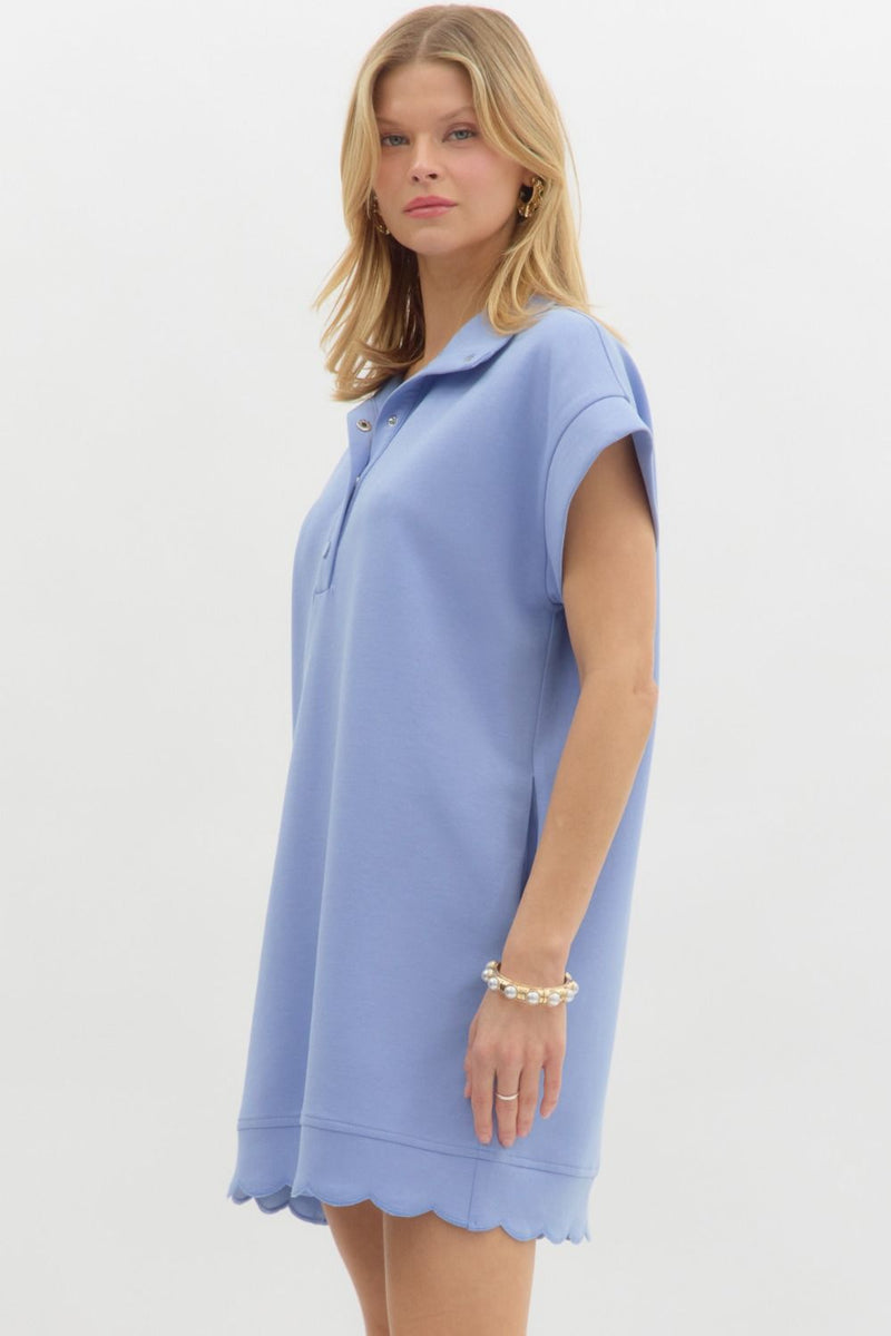 On The Go Scalloped Athletic Dress in Blue