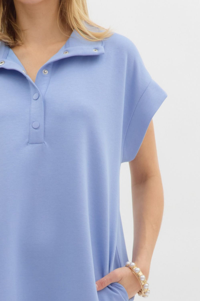 On The Go Scalloped Athletic Dress in Blue